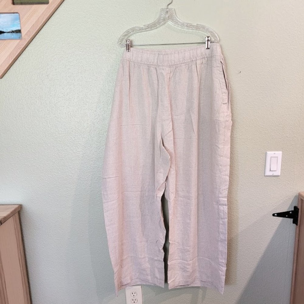 High-Waisted Linen-Blend Wide-Leg Pants